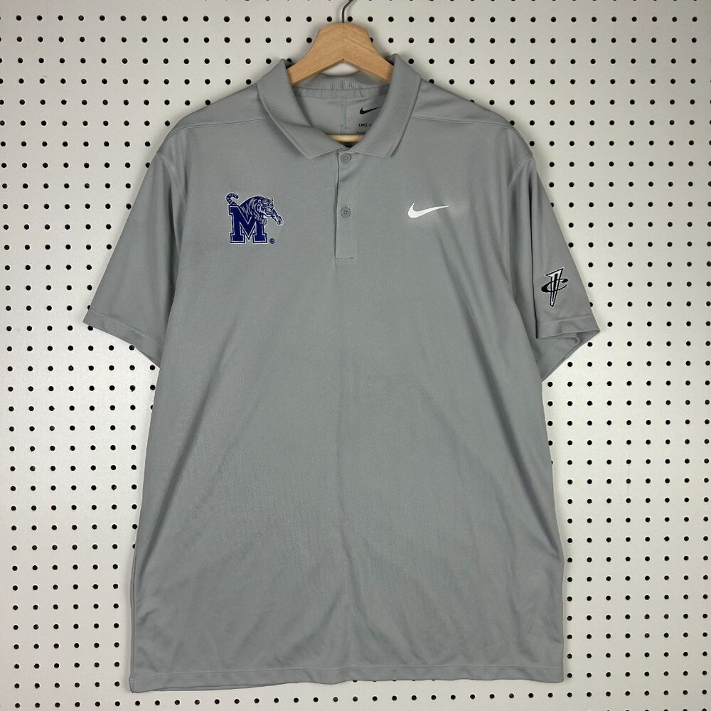 Nike 1 Cent Memphis Tiger Polo Large Gray Basketball Coach Swoosh Penny Hardaway